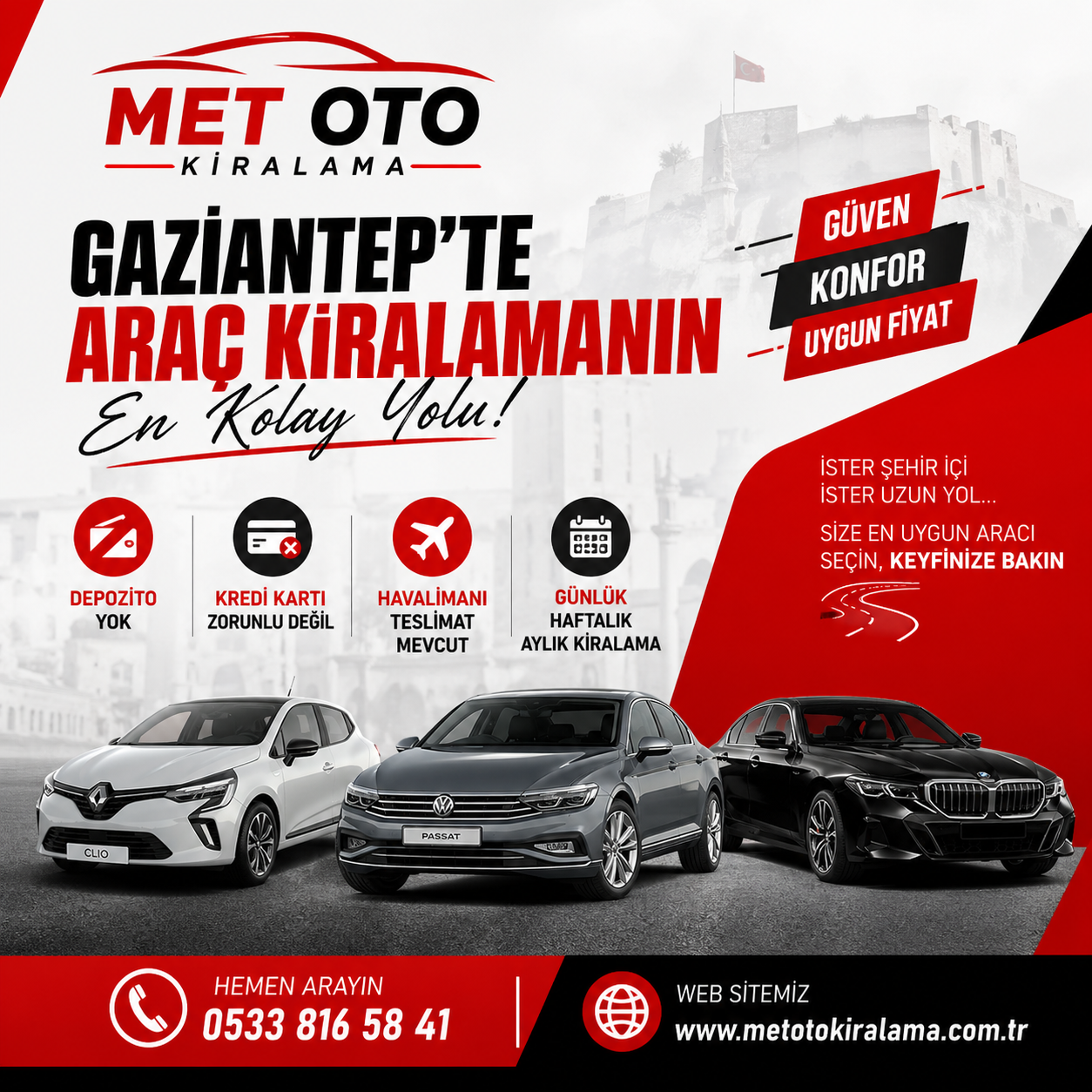 Gaziantep Araç Kiralama Fırsatları Haftanın En Avantajlı Kampanyası Met Oto Kiralama